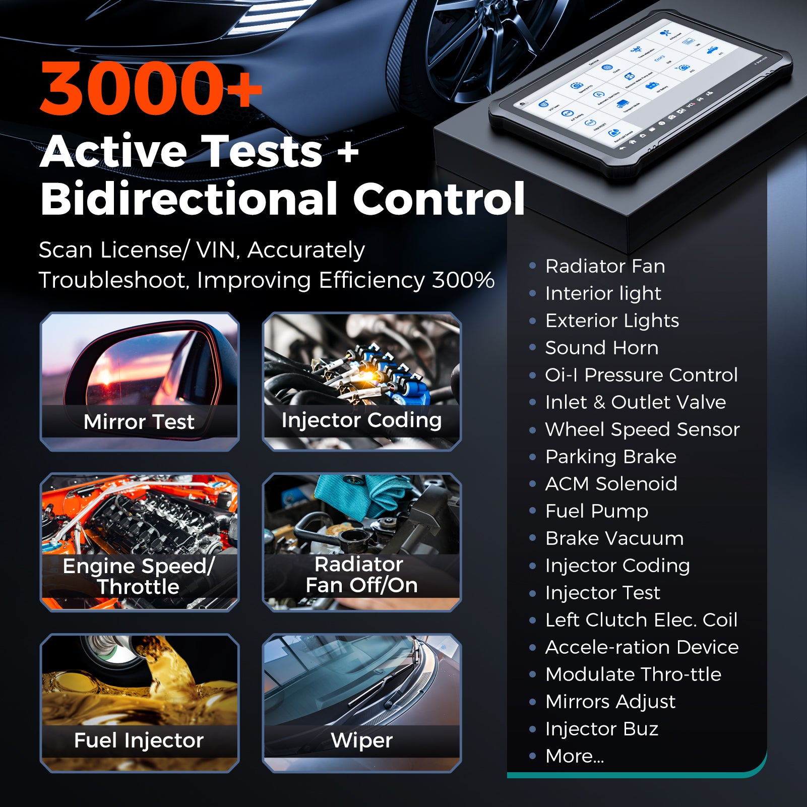 3000+ Active test + Bidirectional control