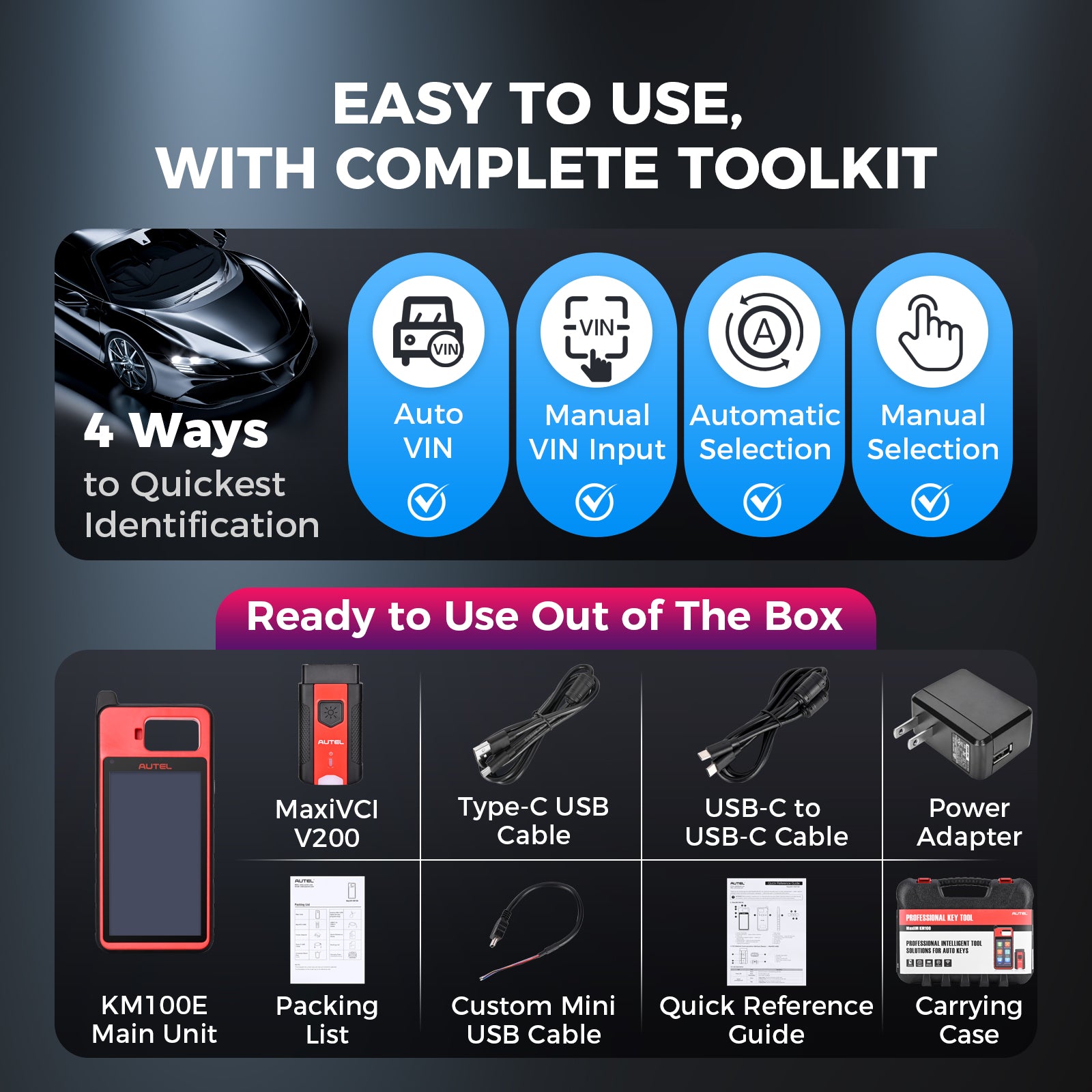 Autel KM100E 4 Ways to Quickest identification