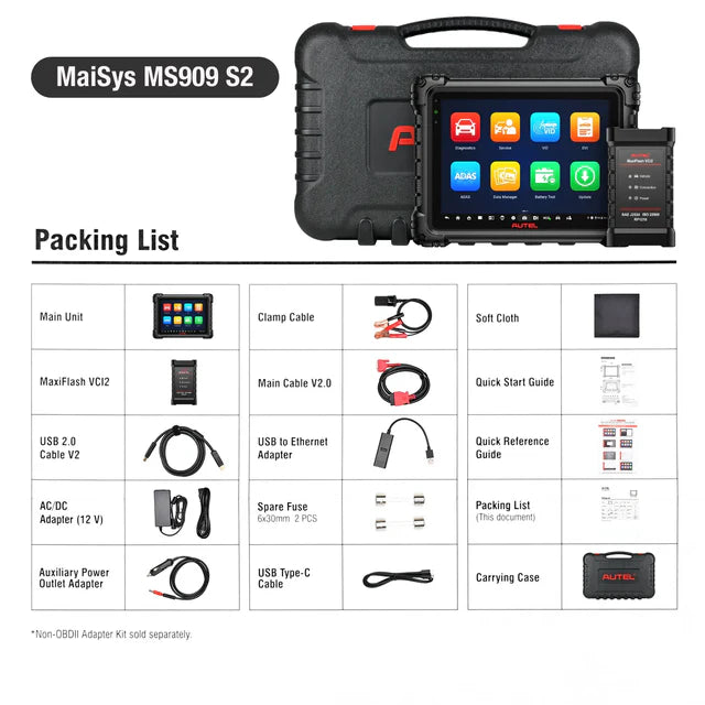 Autel MS909S2 Packing list