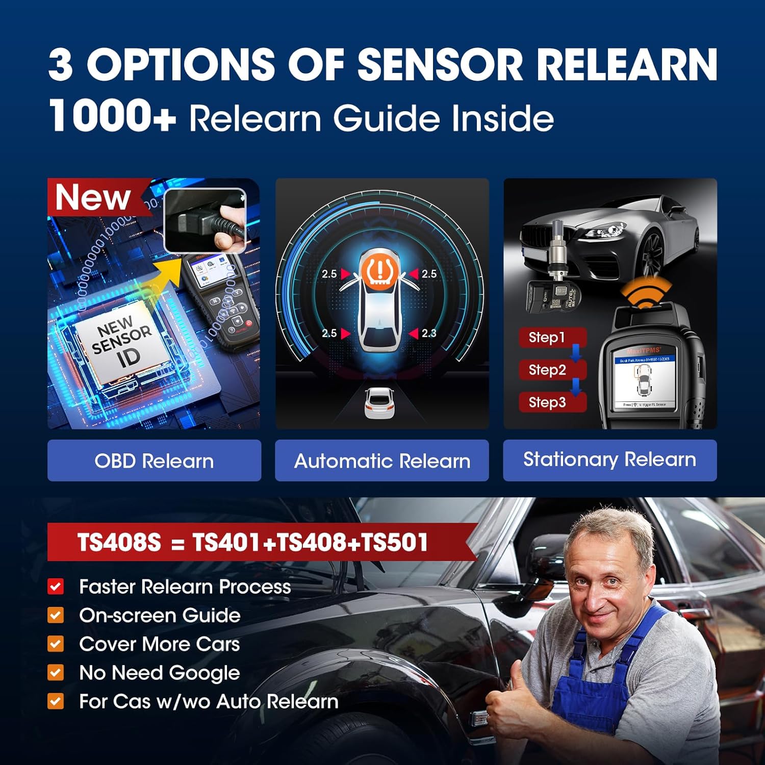 3 options of sensor relearn