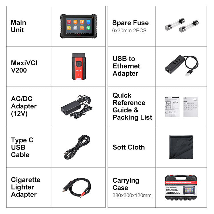Autel MS906 Pro-TS Packing list