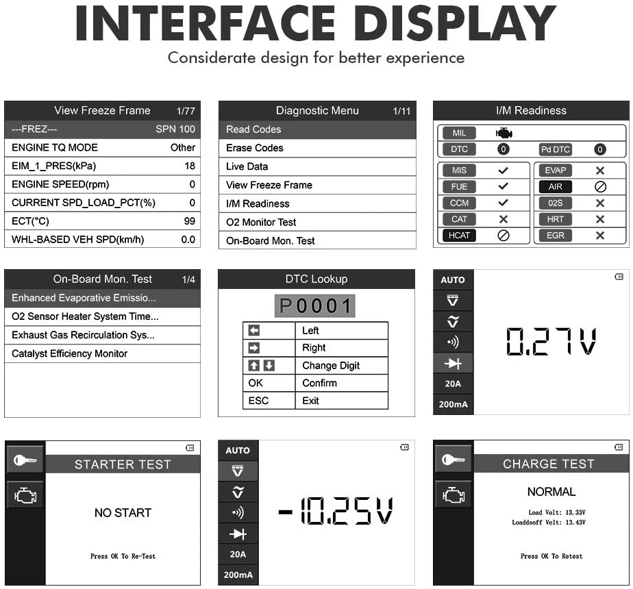 Autel AL539B interface display
