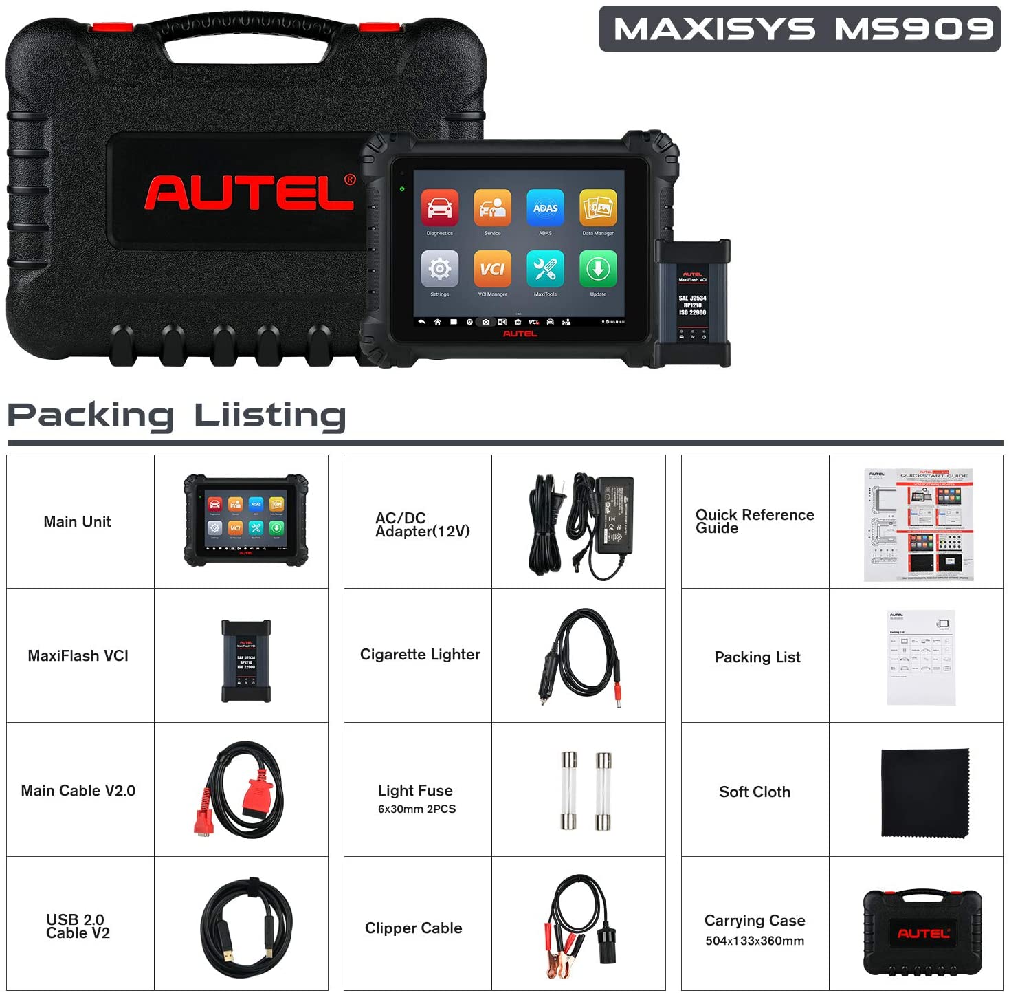 Autel MS909 Packing List